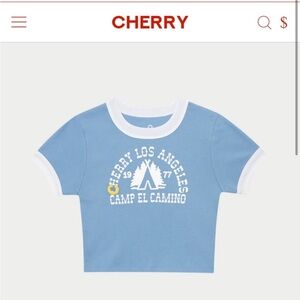 Cherry LA Camp El Camino Ringer Baby tee - small, blue